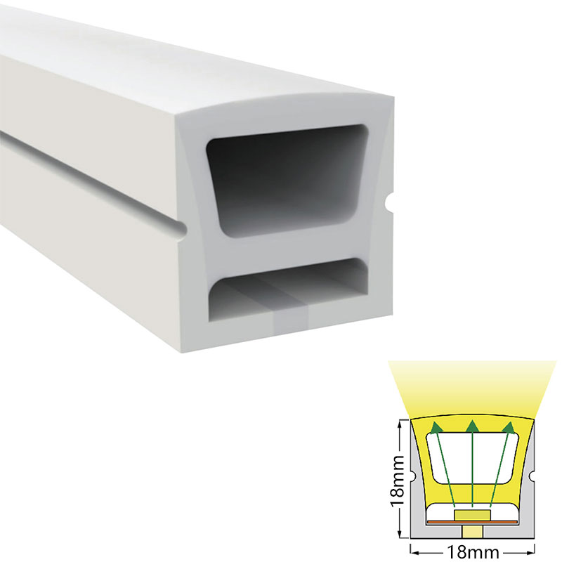 1818 Top Glow Flex Silicone Profile For 12mm LED Strip Lights